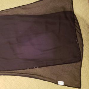 Sheer Black Scarf with Beaded Hem